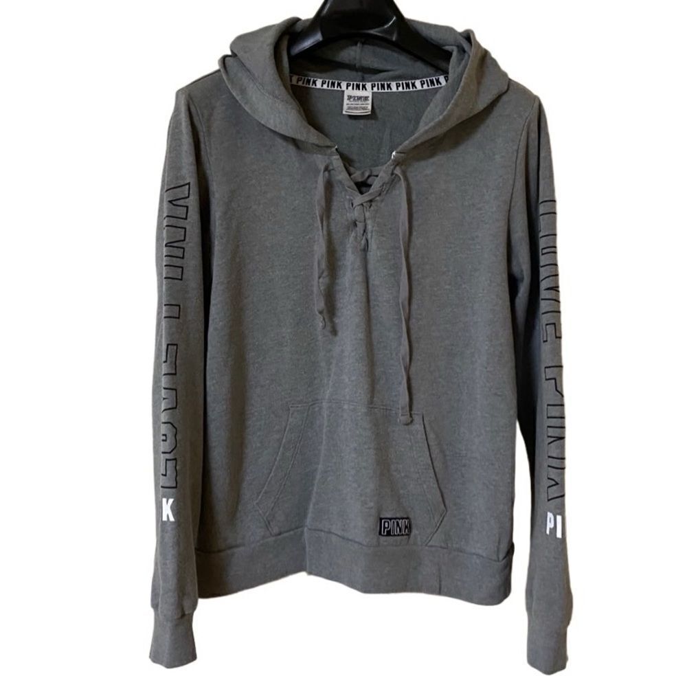 PINK by Victoria’s Secret Women’s Gray Love Pink Light Pullover Hoodie Sz XS